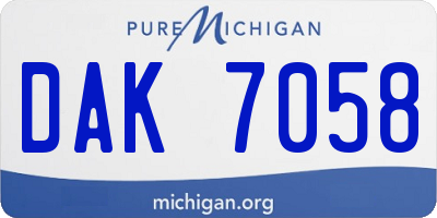 MI license plate DAK7058