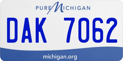 MI license plate DAK7062