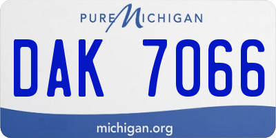 MI license plate DAK7066