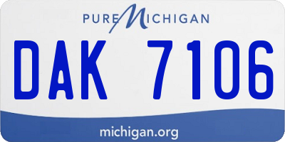 MI license plate DAK7106
