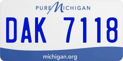 MI license plate DAK7118