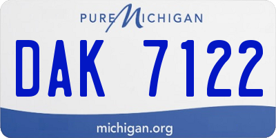 MI license plate DAK7122