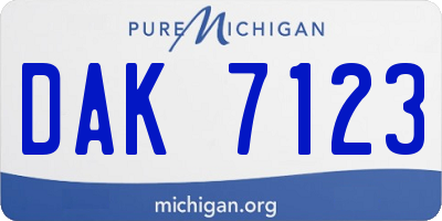 MI license plate DAK7123
