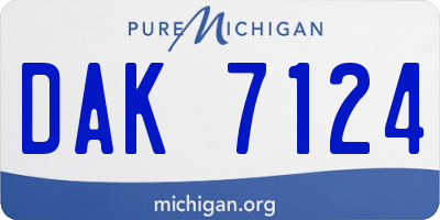 MI license plate DAK7124