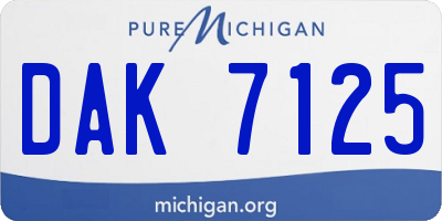 MI license plate DAK7125