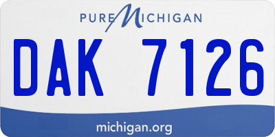 MI license plate DAK7126