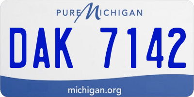 MI license plate DAK7142