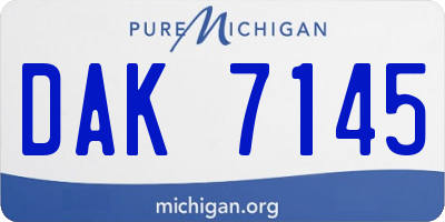 MI license plate DAK7145