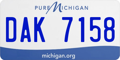 MI license plate DAK7158