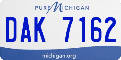 MI license plate DAK7162