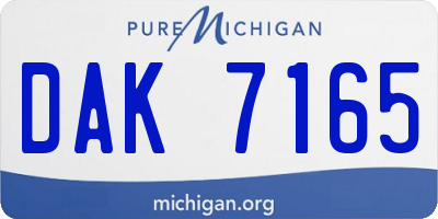 MI license plate DAK7165