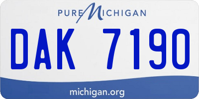MI license plate DAK7190
