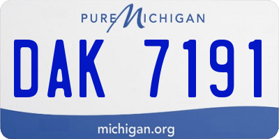 MI license plate DAK7191