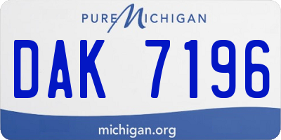 MI license plate DAK7196
