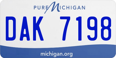 MI license plate DAK7198