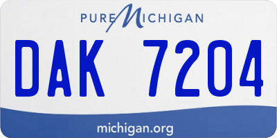MI license plate DAK7204