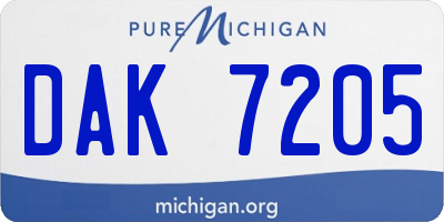 MI license plate DAK7205