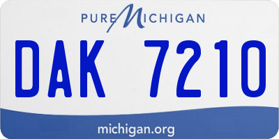 MI license plate DAK7210