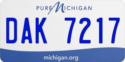 MI license plate DAK7217