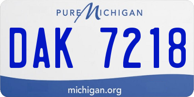 MI license plate DAK7218