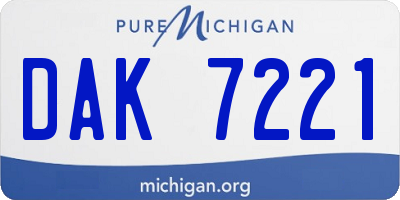 MI license plate DAK7221