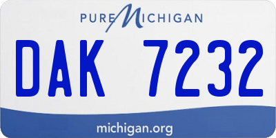 MI license plate DAK7232