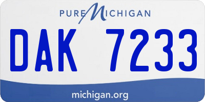 MI license plate DAK7233