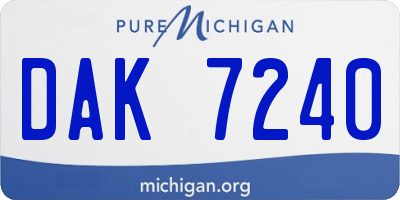 MI license plate DAK7240
