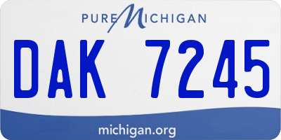 MI license plate DAK7245