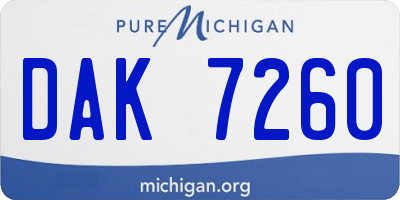MI license plate DAK7260
