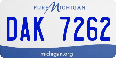 MI license plate DAK7262
