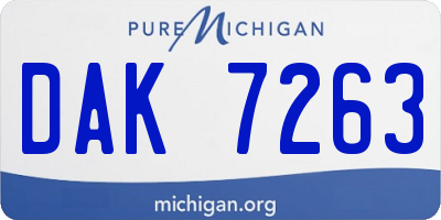 MI license plate DAK7263