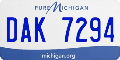 MI license plate DAK7294