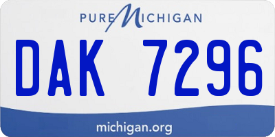 MI license plate DAK7296
