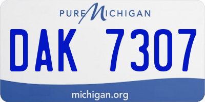 MI license plate DAK7307