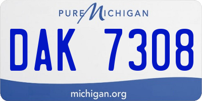 MI license plate DAK7308