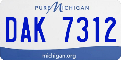 MI license plate DAK7312