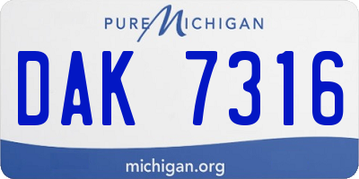 MI license plate DAK7316