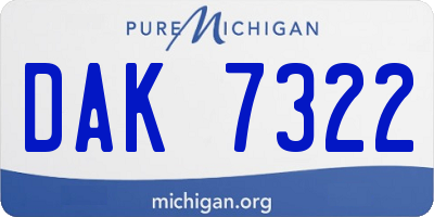 MI license plate DAK7322