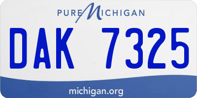 MI license plate DAK7325