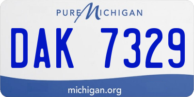 MI license plate DAK7329