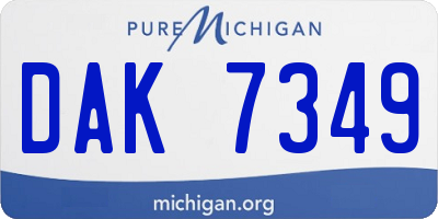 MI license plate DAK7349