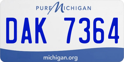 MI license plate DAK7364