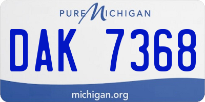 MI license plate DAK7368