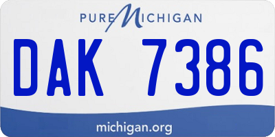MI license plate DAK7386