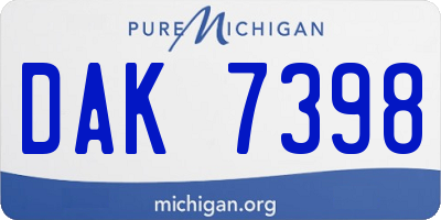 MI license plate DAK7398