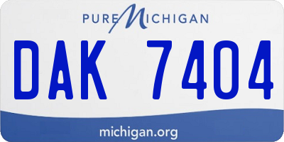 MI license plate DAK7404