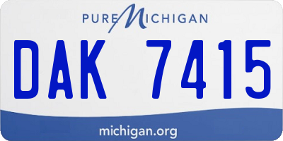 MI license plate DAK7415