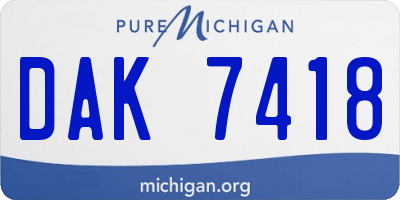 MI license plate DAK7418