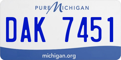 MI license plate DAK7451